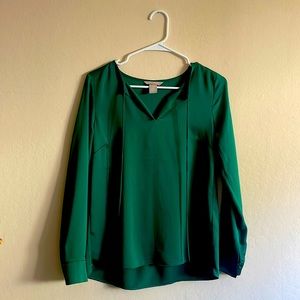 bold green h&m tie string blouse, never worn